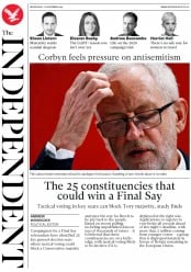 The Independent () Newspaper Front Page for 27 November 2019