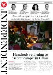 The Independent () Newspaper Front Page for 27 December 2016