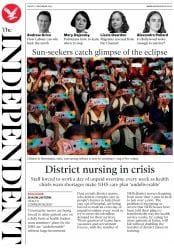 The Independent () Newspaper Front Page for 27 December 2019