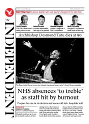 The Independent () Newspaper Front Page for 27 December 2021