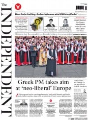 The Independent () Newspaper Front Page for 27 January 2015