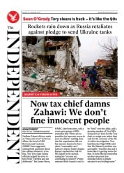 The Independent () Newspaper Front Page for 27 January 2023