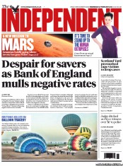 The Independent () Newspaper Front Page for 27 February 2013