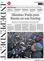 The Independent () Newspaper Front Page for 27 February 2014