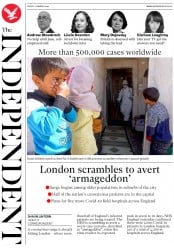 The Independent () Newspaper Front Page for 27 March 2020