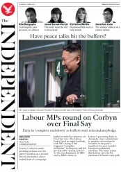 The Independent () Newspaper Front Page for 27 April 2019