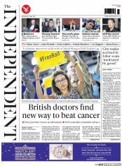 The Independent () Newspaper Front Page for 27 May 2015