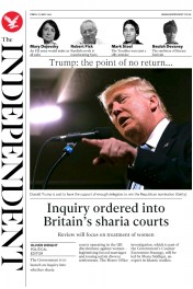 The Independent () Newspaper Front Page for 27 May 2016