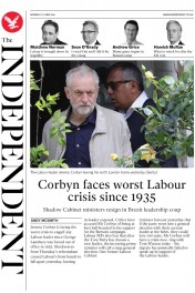 The Independent () Newspaper Front Page for 27 June 2016