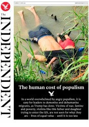 The Independent () Newspaper Front Page for 27 June 2019