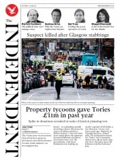 The Independent () Newspaper Front Page for 27 June 2020