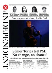 The Independent () Newspaper Front Page for 27 June 2022