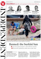 The Independent () Newspaper Front Page for 27 August 2016