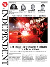 The Independent () Newspaper Front Page for 27 August 2020