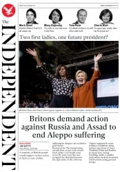 The Independent () Newspaper Front Page for 28 October 2016