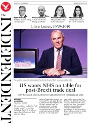 The Independent () Newspaper Front Page for 28 November 2019