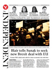 The Independent () Newspaper Front Page for 28 November 2022