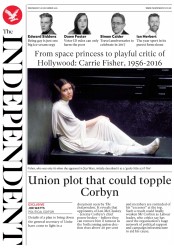 The Independent () Newspaper Front Page for 28 December 2016