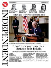 The Independent () Newspaper Front Page for 28 January 2021