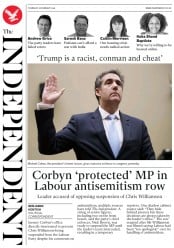 The Independent () Newspaper Front Page for 28 February 2019