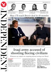 The Independent () Newspaper Front Page for 28 March 2017