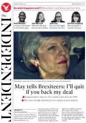 The Independent () Newspaper Front Page for 28 March 2019
