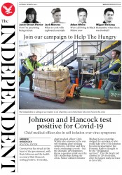 The Independent () Newspaper Front Page for 28 March 2020