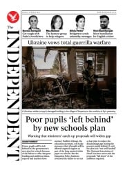 The Independent () Newspaper Front Page for 28 March 2022