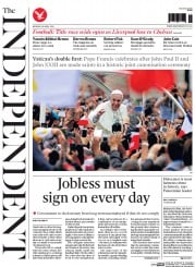 The Independent () Newspaper Front Page for 28 April 2014