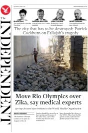 The Independent () Newspaper Front Page for 28 May 2016