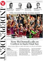 The Independent () Newspaper Front Page for 28 May 2019
