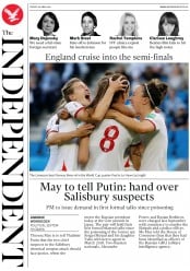 The Independent () Newspaper Front Page for 28 June 2019