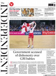 The Independent () Newspaper Front Page for 28 July 2014