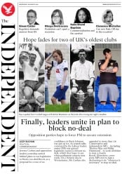 The Independent () Newspaper Front Page for 28 August 2019