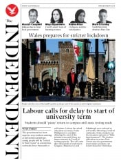 The Independent () Newspaper Front Page for 28 September 2020