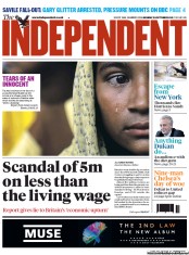 The Independent () Newspaper Front Page for 29 October 2012