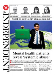 The Independent () Newspaper Front Page for 29 October 2022