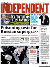 The Independent () Newspaper Front Page for 29 November 2012