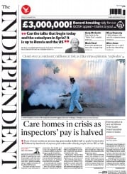 The Independent () Newspaper Front Page for 29 January 2016