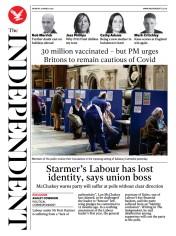 The Independent () Newspaper Front Page for 29 March 2021