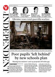 The Independent () Newspaper Front Page for 29 March 2022