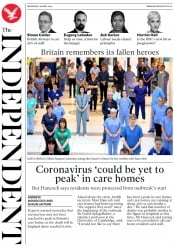 The Independent () Newspaper Front Page for 29 April 2020