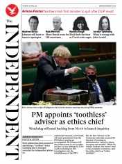The Independent () Newspaper Front Page for 29 April 2021