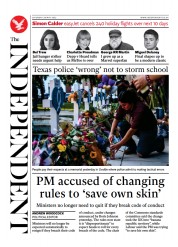 The Independent () Newspaper Front Page for 29 May 2022
