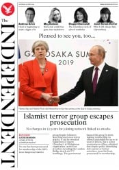 The Independent () Newspaper Front Page for 29 June 2019