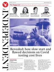 The Independent () Newspaper Front Page for 29 June 2020