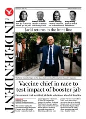 The Independent () Newspaper Front Page for 29 June 2021