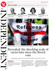 The Independent () Newspaper Front Page for 29 July 2016