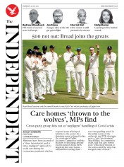 The Independent () Newspaper Front Page for 29 July 2020