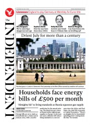 The Independent () Newspaper Front Page for 29 July 2022
